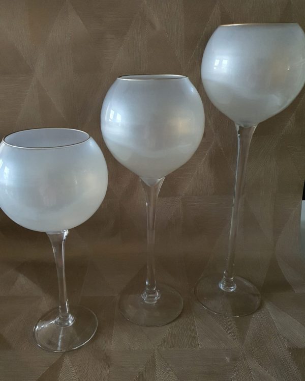 Glass Candle White set